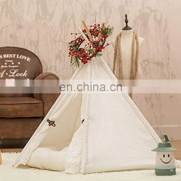 New Design Colorful Pet Teepee Tent Portable Dog House Washable Canvas Dog Tent photo-6