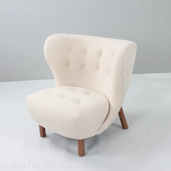 2022 the Most Popular and Comfortable Petra Chair in Sheepskin Covering High End Wood Furniture Chairs photo-2