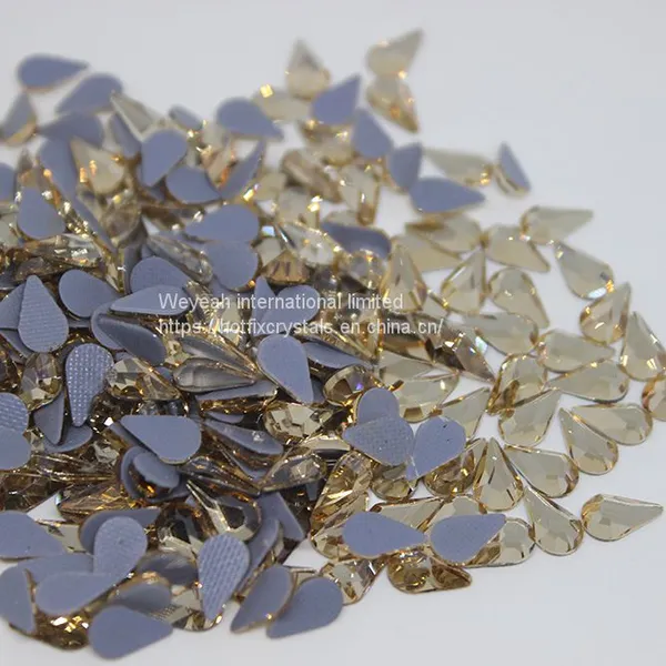 Rain Drop Hot Fix Rhinestones in Flat Back Shaped Glass Crystal Stones photo-2