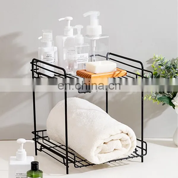 Quality Guaranteed Multifunction 2-tier Drawer Holder Mesh Wire Spice Rack Bathroom Kitchen Bathroom Storage Organizer
