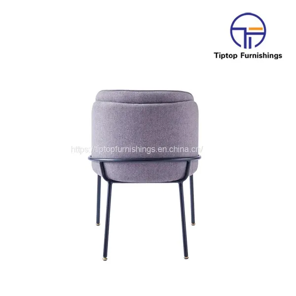 Tiptop Modern Nordic White Wool Blend Boucle Fabric Black Metal Leg Cafe Lambswool Esszimmerstuhl Samt Dining Chair photo-5
