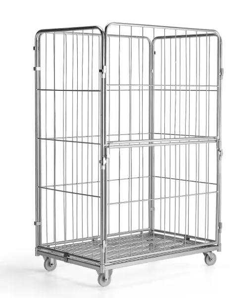 Supermarket Cargo Storage Steel Zinc Wire Mesh Roll Cage Container Pallet Trolley photo-5