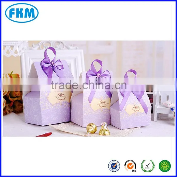 Purple Wedding Favors Gifts Candy Box Chocolate Box W Bow Gifts Bag Supply photo-3