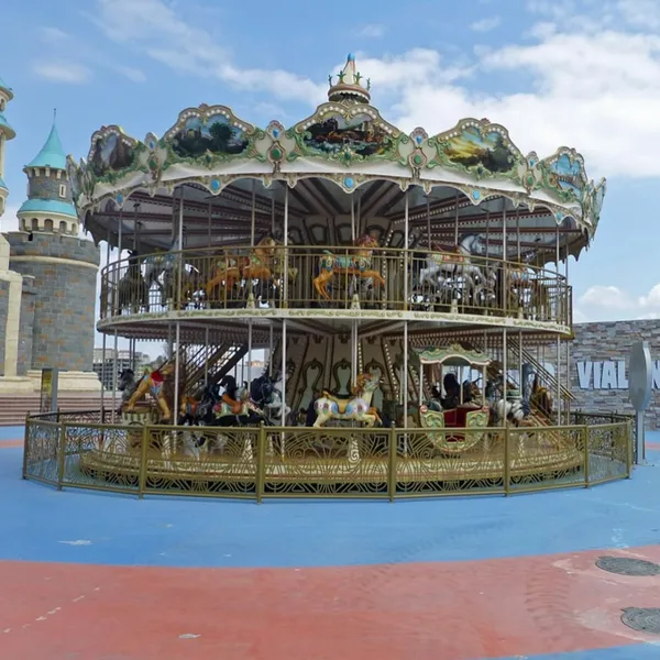 European Vintage Luxury Double Decker Carousel Fiberglass Double Layer Merry Go Round photo-2
