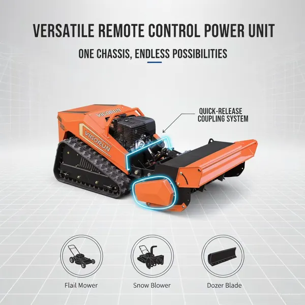 Track Type Remote Grass Cutter 800mm Cutting Width Adjustable Cutting Height Labor Saving For Large Area Vegetation Removal