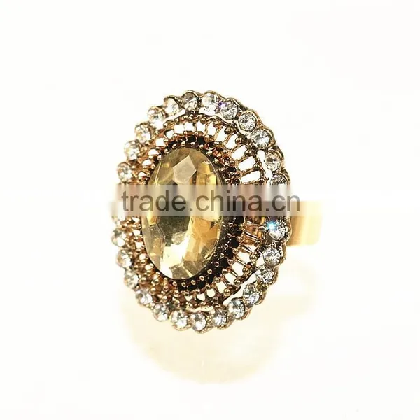 Big Gold Ring With Big Oval Stone Shape Finger Ring photo-4
