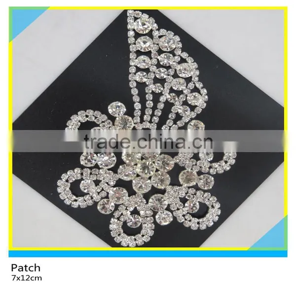 Bridal Accessories Jewelry Applique Sew on Clear Rhinestone Chain Patch 14x21cm photo-4