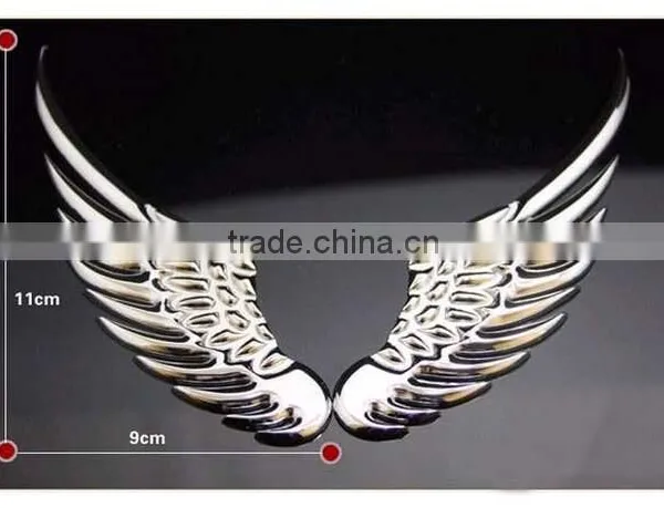 3D Chrome Metal Angel's Wings Decoration Badge Emble Sliver Car Auto Stickers