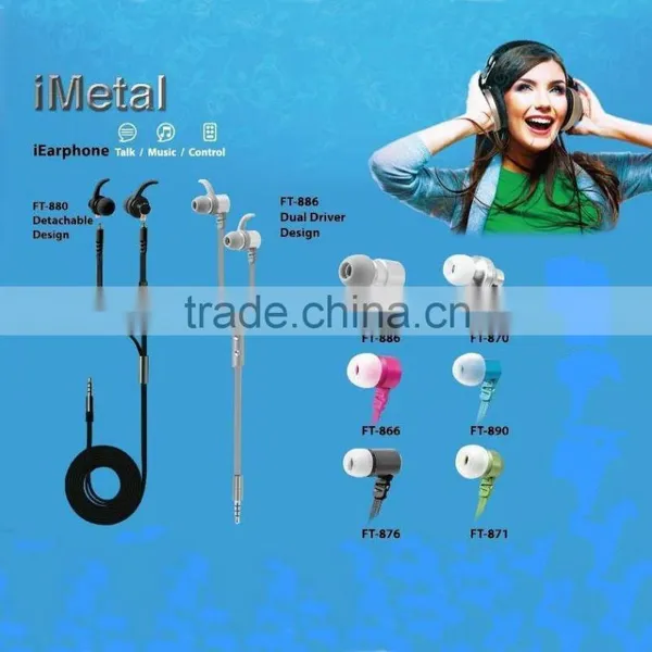 New Design Aluminium Wired Remote Control and Mic Stereo Earphones
