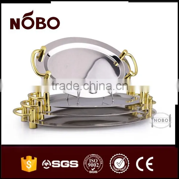 Oval Shape Mirror Surface Stainless Steel Serving Tray photo-4