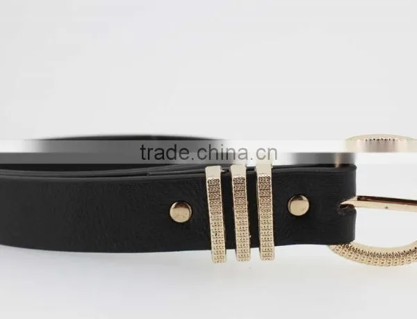 Fashion Black pu Leather Women Accessories Belt With Gold Buckles in YiWu photo-5