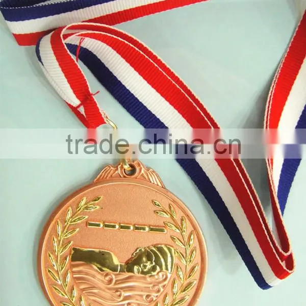 Hot Sale Ribbon for Medal / Copper Plated Swimming Award Sports Medal