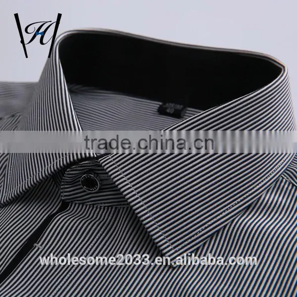 Black and White Striped Discount Button Mens Dress Shirts photo-2