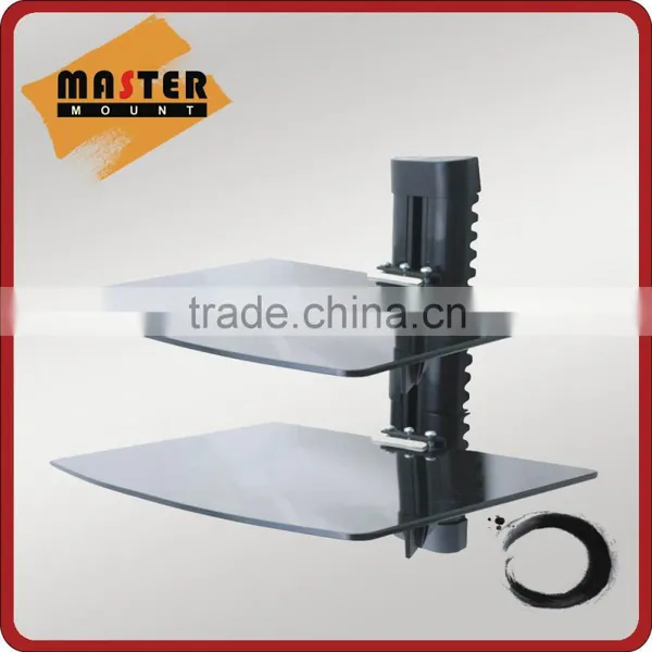 2 Tier Dual Glass DVD Wall Mount Shelf Bracket photo-2