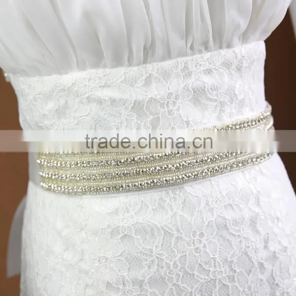175*4cm Iron on Rhinestone Trim Bridal Sash