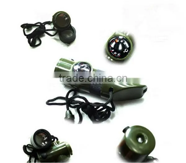 7 in 1 Multifunctional Military Survival Kit Magnifying Glass Whistle Compass