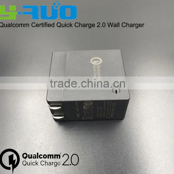 Qualcomm Certified Quick Charge QC 2.0 Foldable US Plug Wall Charger 18W Output 5V 9V12V