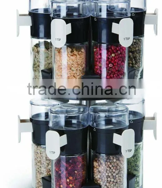 SINOGLASS 12pcs Measurable Cylinder Glass Spice Jar With Rack 100ml Glass Jars