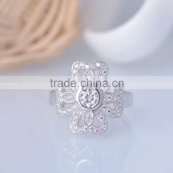 925 Sterling Silver Four Clovers Lucky Leaves Ring With Zircon photo-3