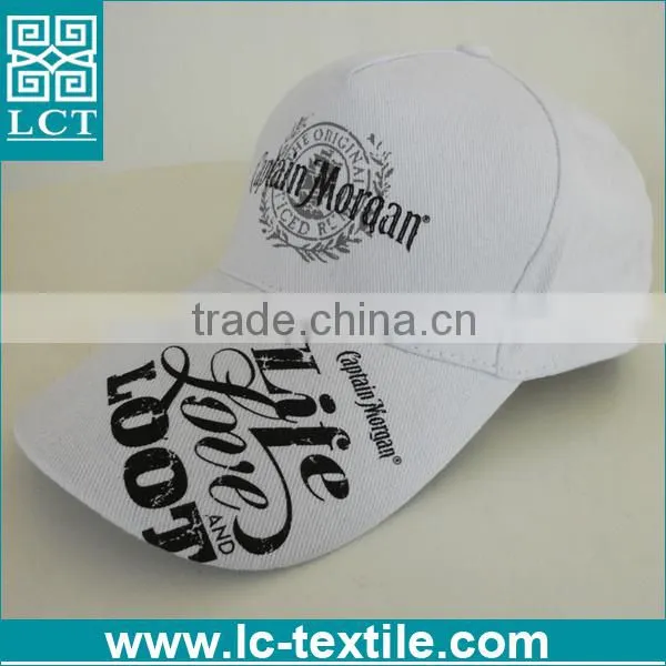 LCTN1840 Brushed Twill Designer Plain White 5 Panel Cap With Print on Brim photo-2