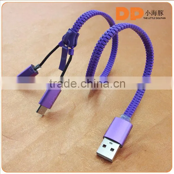 Visible LED Light Zip Charing Cable 2 in 1 Charger Data Cable for Android and Apple photo-2
