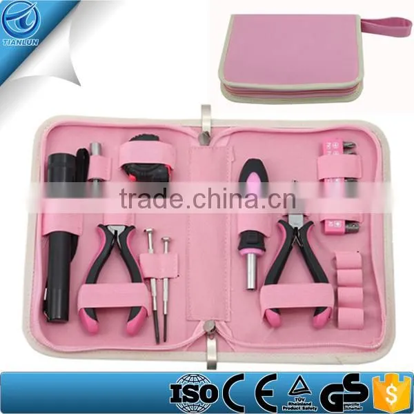 Promotion 23 Piece Home Pink Tool Kit With Ledlight ,Measuring Tape ,sockets Great Gifts For Ladies