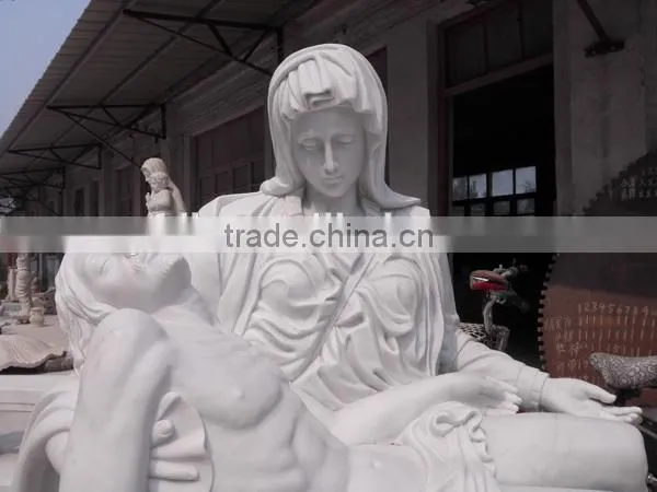 Hand Carved White Marble Pieta Statue photo-2