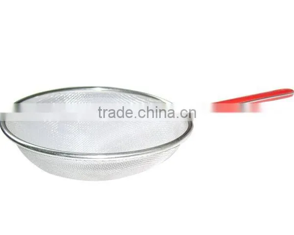 S65 Red Plastic Handle+Zinc Plated,frying Skimmer 7 Sizes Floating Oil Skimmer photo-2