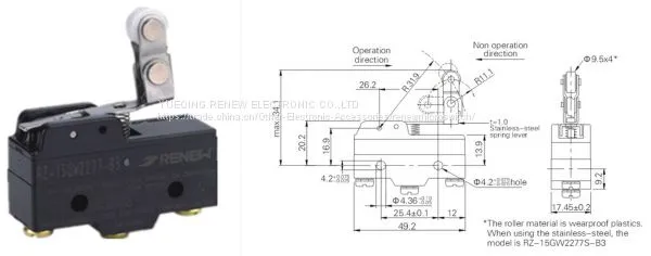 Z Series Micro Switch RZ-15GW22-B3 /roller Lever Micro Switch photo-2