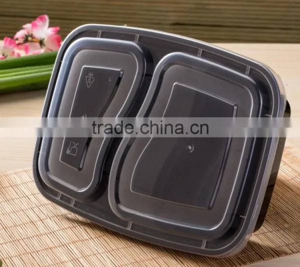 High Quality 2 Dividers Black Plastic Food Bento Boxes photo-4