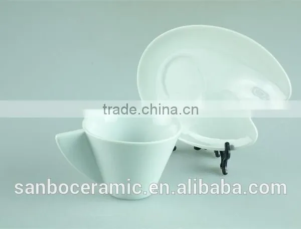 White Stock Cafe Cup and Saucer, Mini Coffee Cup and Saucers With Spoon Factory Cheap Price photo-3