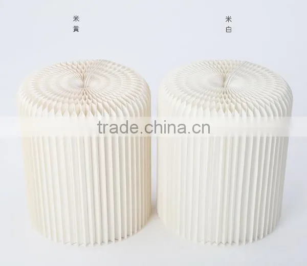 Creative Paper Furniture,Portable Small Stool,Pure Manual Round Stool Folding Stool (cream-colored) photo-4