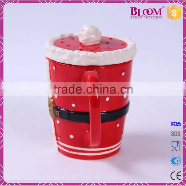 Christmas Gift Red Ceramic Sublimation Mug With Lid photo-2