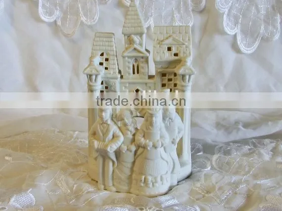 Bisque Porcelain Carolers Votive Holder, Partylite Village Christmas P0204 Candle Holder photo-3