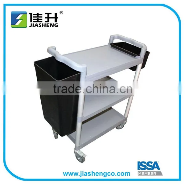 3 Shelf Plastic Service Cart Restaurant Cleaning Cart 07101*01 photo-3