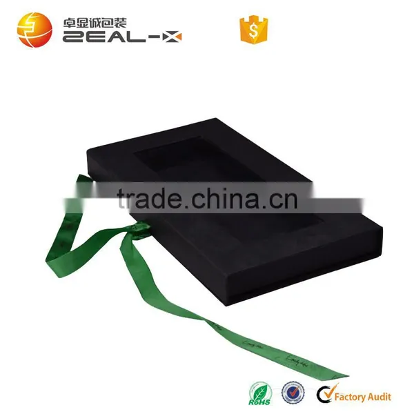 Cardboard Matte Black Box for Hair Extensions With Ribbon photo-3