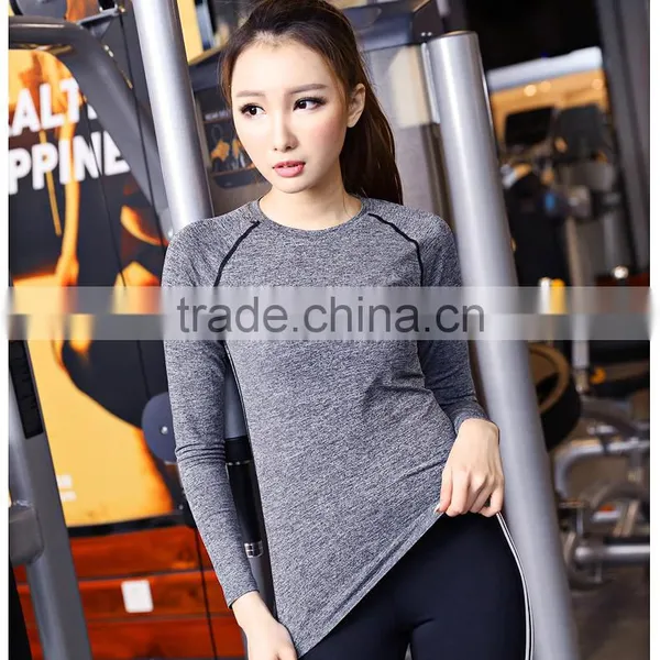 Wholesale 88% Polyester 12% Spandex Sport Tops Women, Gym Wear, Long Sleeve Yoga Tops Women photo-2