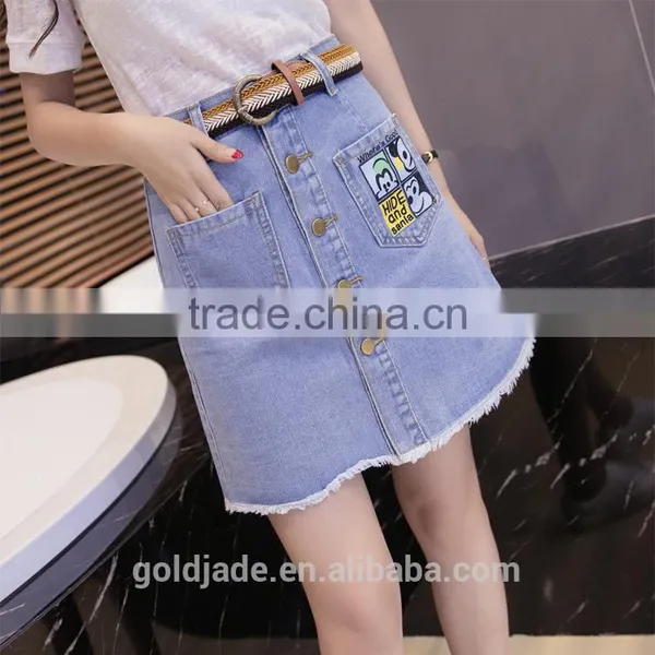 Latest Skirt Design Print For Women Fancy Short Denim Jeans Skirt photo-2