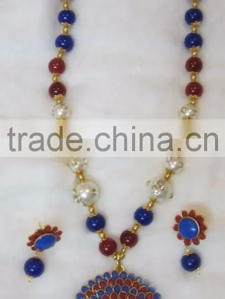 Gold Plated Pearl Beads Pendant Necklace EARRING Set photo-3