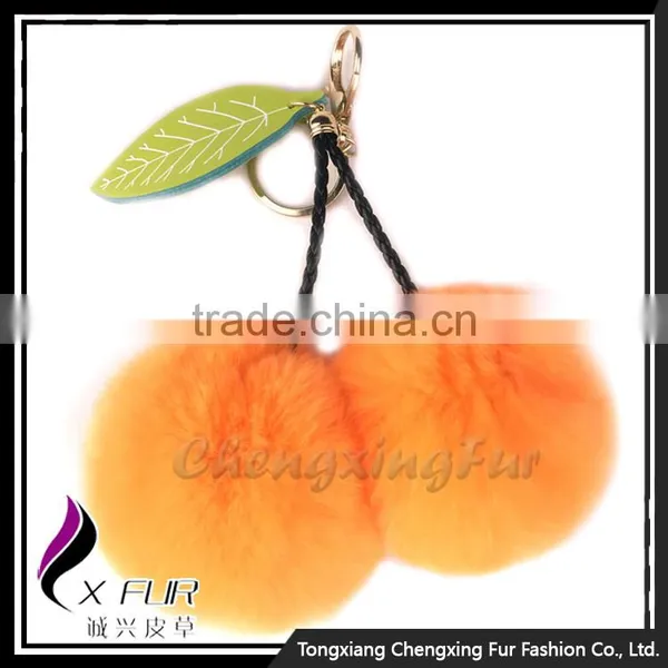 CX-R-56 Promotion Price Genuine Rabbit Fur Custom Keychain Charm Bag photo-3