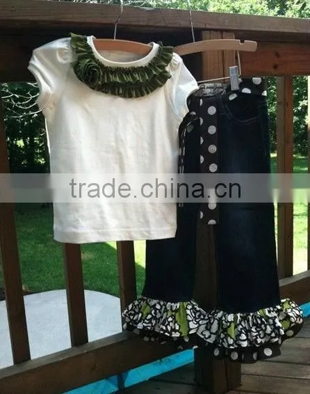 New Fashion Girls Jean Ruffle Pants,children's Demin Jeans Pants With Ruffle photo-2