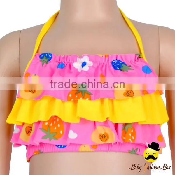 2017 New Design Children Ruffle Halter Cake Wrap Chest Little Girl Swimwear Beach Clothes Top photo-4