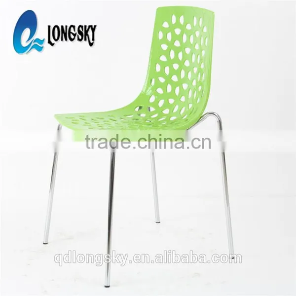 LS-4007 Wholesale New Designed Competitive Price Plastic Hollow Leisure Chair Stackable PP Plastic Chair Dining Chair photo-2