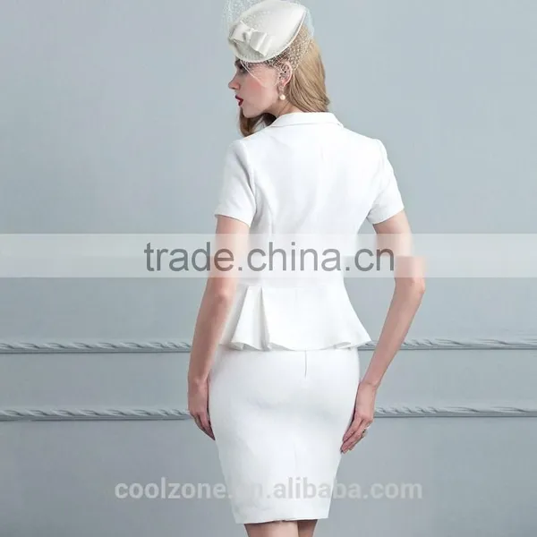 Women Summer Two Pieces Short Sleeve Blazer and Skirt Set Women Office Business Suit photo-3