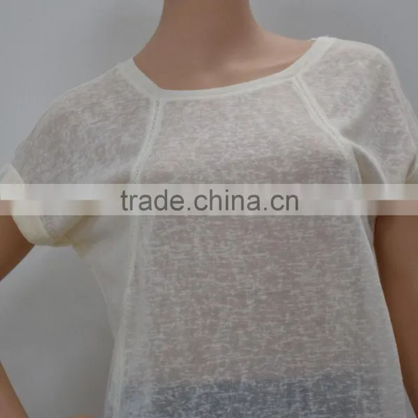 High Quality Ladies' Transparent T-shirt New Fashion Design for Summer 2015 photo-2