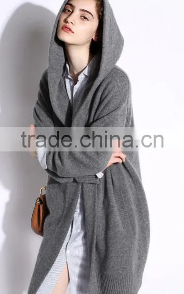 Women's Fashion Grey Thick Long Hoodie Cardigan Sweater With High Quality photo-2