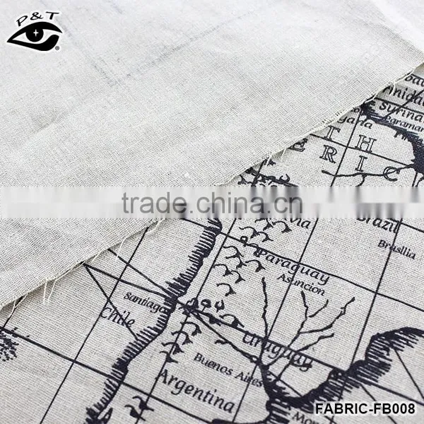 Map Pattern Fabrics Linen Cotton Fabrics for Household Decorations photo-4