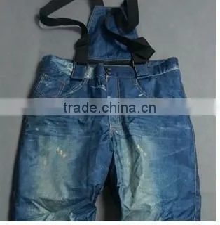 Custom Snowboard Bib Jean Pants Wholesale Jeans Ski Pants Mens Fashion Bib Denim Ski Jean Pants photo-4