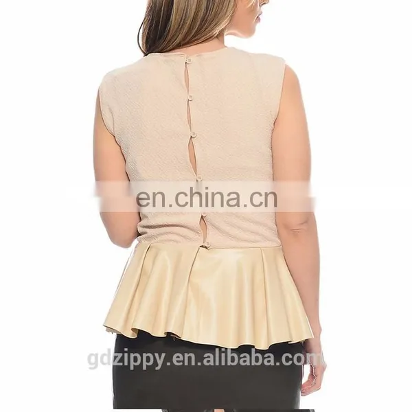 Felling Pretty Peplum Top Beige Ladies Casual Clothes For Summer photo-4