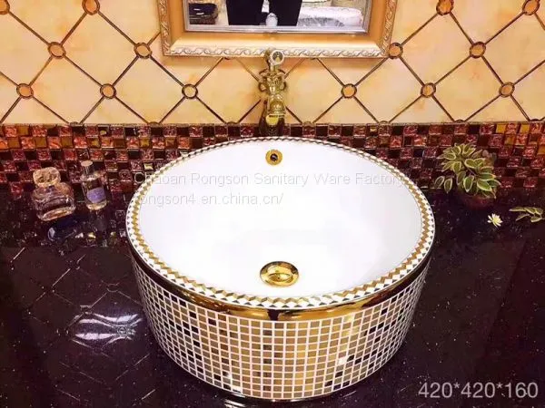 China Factory Orange Color Popular Design Square no Hole Ceramic Bathroom Hotel Luxury Wash Basin Art Sink for Sale photo-4
